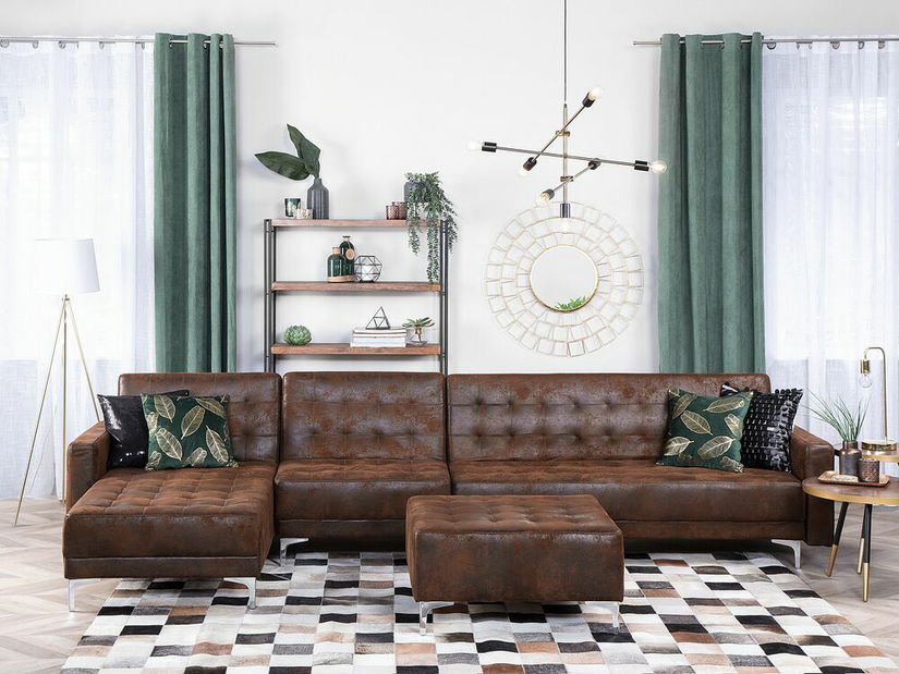 Rohová sedací souprava Aberlady 3 (hnědá) (s taburetem) (L)