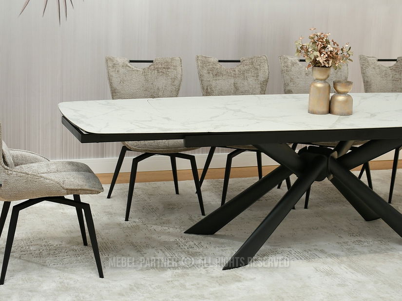 Jídelní stůl Denzel (bílý mramor + černá)