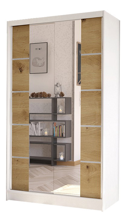 Šatní skříň Delana V (bílá + dub artisan)