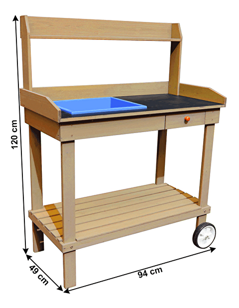 Zahradní pracovní stůl Barrie (s umyvadlem) (hnědá)