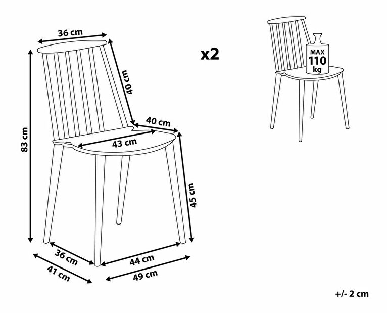 Set 2ks. jídelních židlí Vendor (černá)