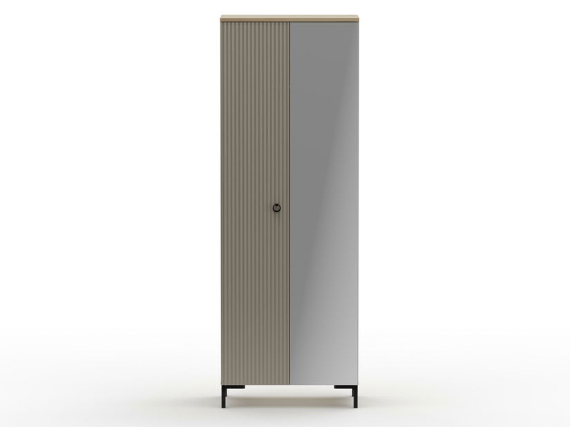Šatní skříň Demandaron 4 (taupe + dub silverjack) (se zrcadlem)