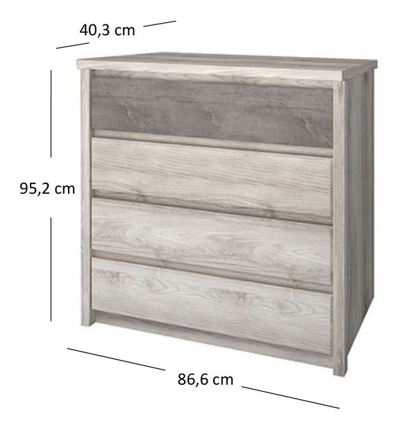 Komoda Jolene 4S (kaštan nairobi + onyxová)