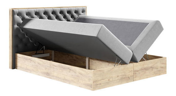 Manželská postel 180 cm Lucio 3 (dub wotan + světle béžová)