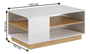 Konferenční stolek Cethos (bílá + dub grandson)