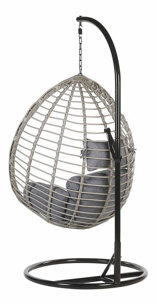 Závěsné křeslo se stojanem TOLIO (polyratan) (šedá)