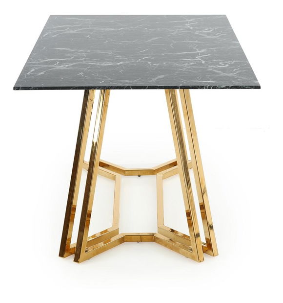 Jídelní stůl Kamoni (černý mramor + zlatá) (pro 6 osob)