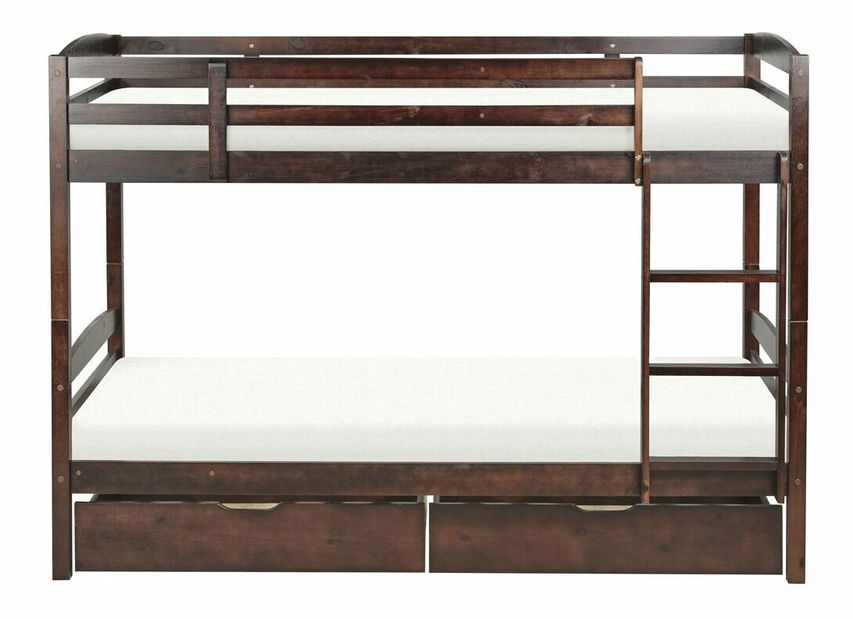 Patrová postel 90 cm Reggeton (tmavé dřevo) (s roštem a úložným prostorem)