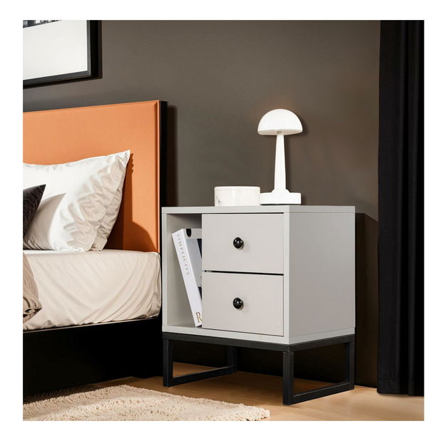 Noční stolek Glimarolla (šedá + černá)