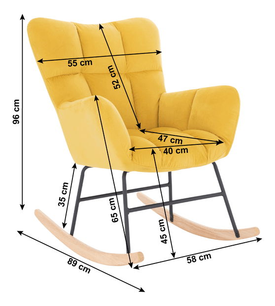 Designové houpací křeslo Kerem (žlutá)