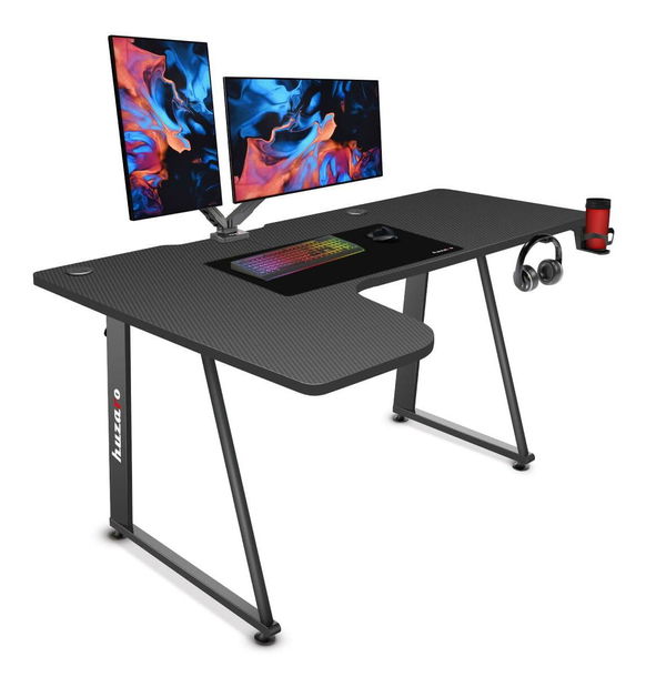 Rohový PC stolek Hyperion 7.7 (černá)