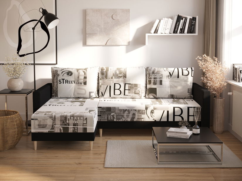 Rohová sedačka ve tvaru U Glide 3 (šedohnědá + bílá) (L)