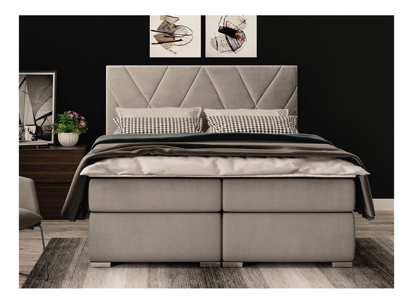 Boxspring postel 140 cm Lanarra (béžová) (s úložným prostorem)