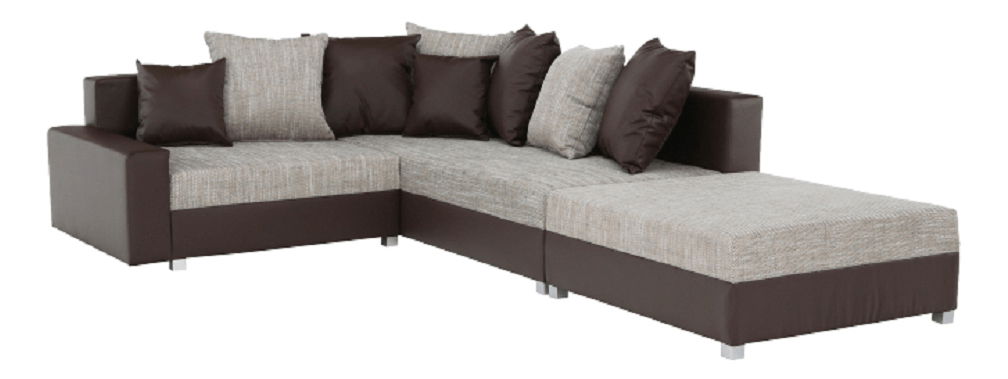 Rohová sedací souprava Pitton New hnědá (P) (s taburetem)