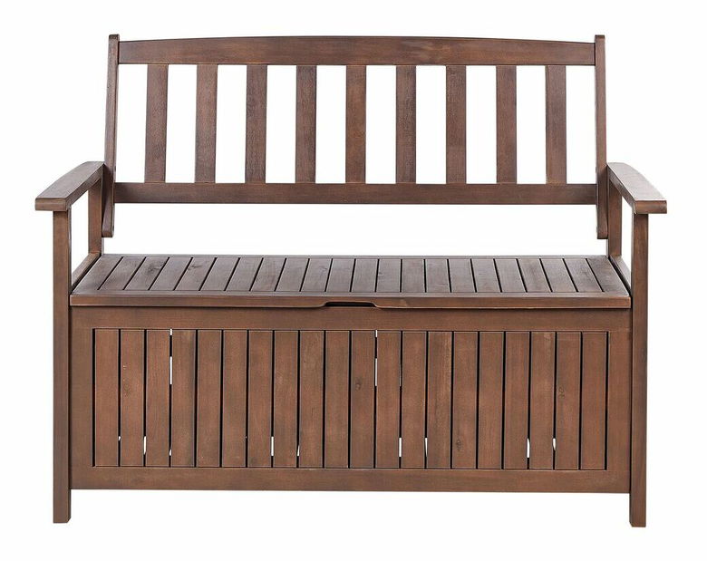 Zahradní lavička Sefu (tmavé dřevo + červená) (s úl. prostorem))