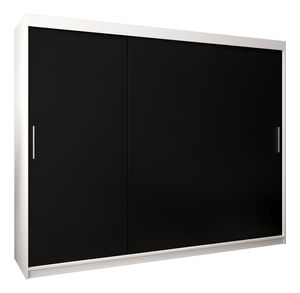 Šatní skříň 250 cm Toki (Bílá matná + Černá matná)