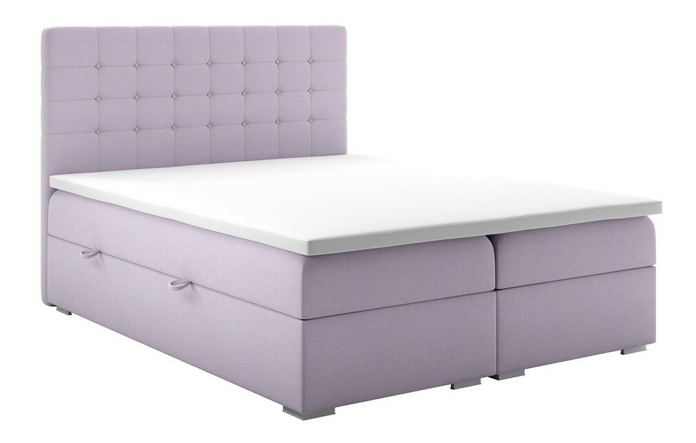 Boxspring postel 140 cm Clady (světlofialová) (s úložným prostorem)