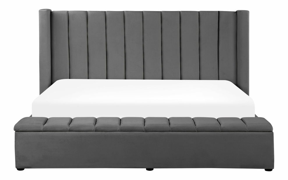 Manželská postel 180 cm NAIROBI (textil) (šedá) (s roštem)