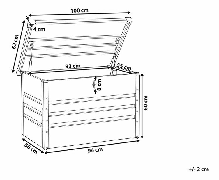 Úložný box 100x62 cm CEROSO (šedá)