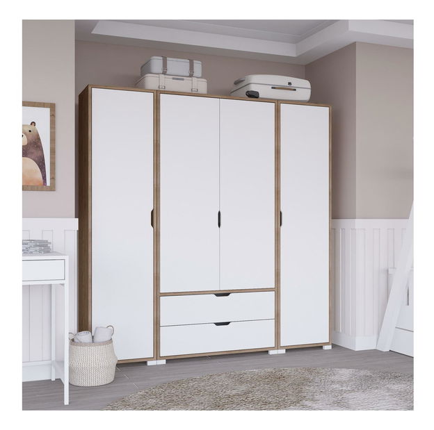 Šatní skříň Nisae 24 (ořech světlý + bílá)