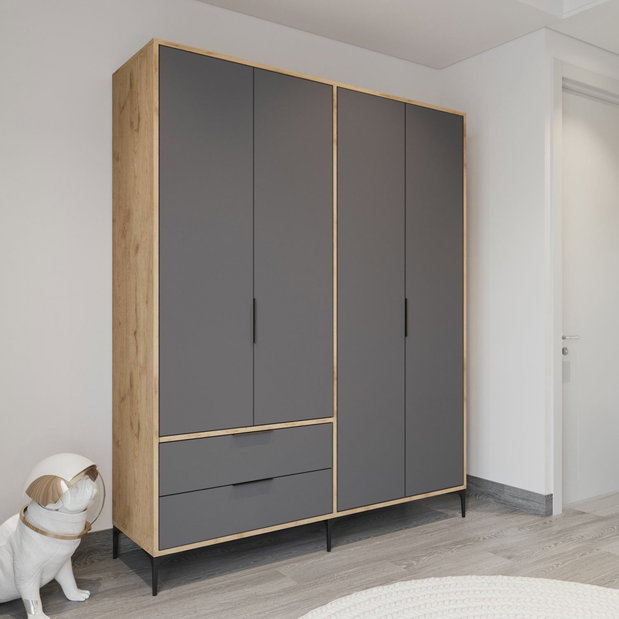 Šatní skříň Roya 1 (dub + antracit)