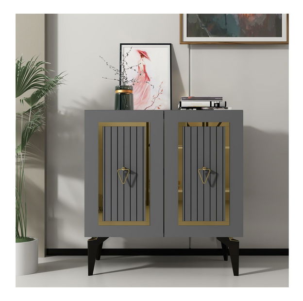 Skříňka Lideke 3 (antracit + zlatá)