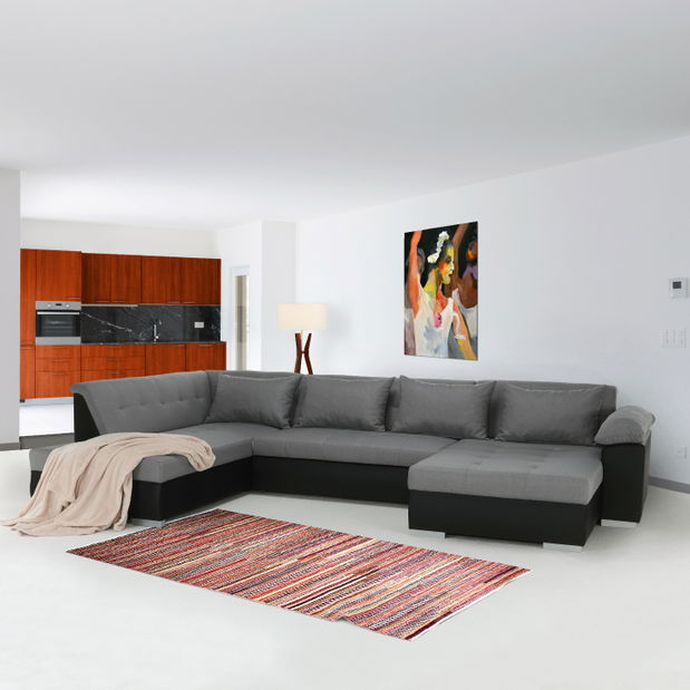 Rohová sedačka U Lemon U (černá + světle šedá) (L)