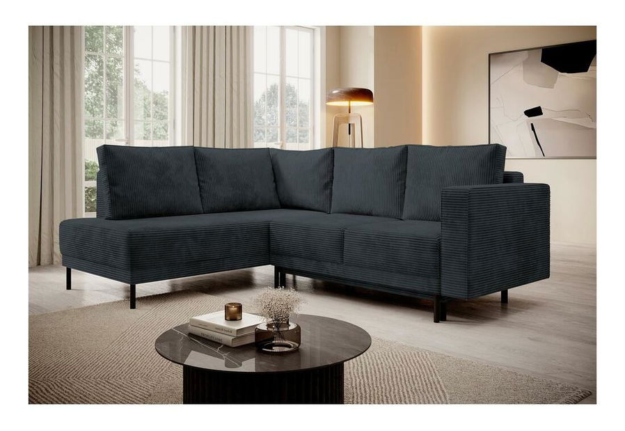 Rohová sedací souprava Rodriguez (L) (tmavě šedá + černá)