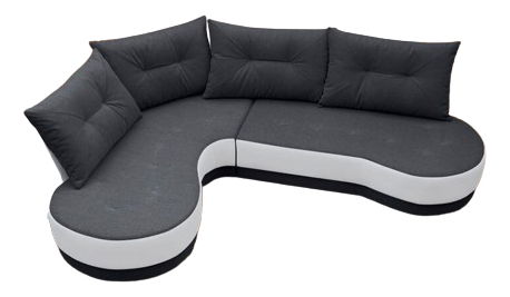 Rohová sedací souprava Adam (tmavě šedá + bílá) (L)