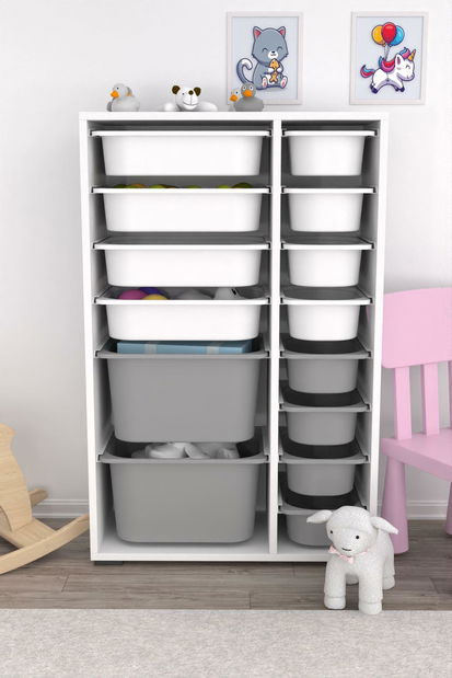 Organizér na hračky Dremonka 7 (bílá + šedá)