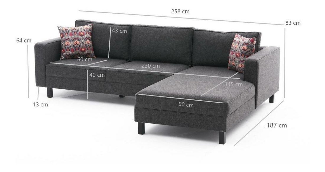 Rohová sedačka Kalen 1 (P) (antracit)