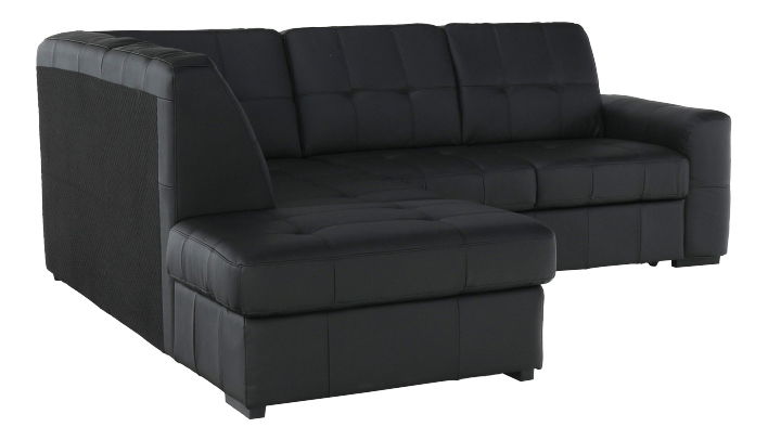 Kožená rohová sedací souprava Thaldia (černá) (L)