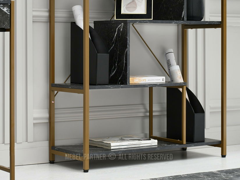 Regál Harp B (černý mramor + zlatá)