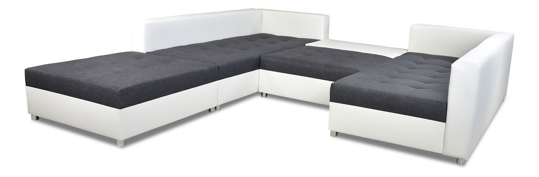 Rohová sedací souprava U Deron  (s taburetem) (P) (šedá + bílá)