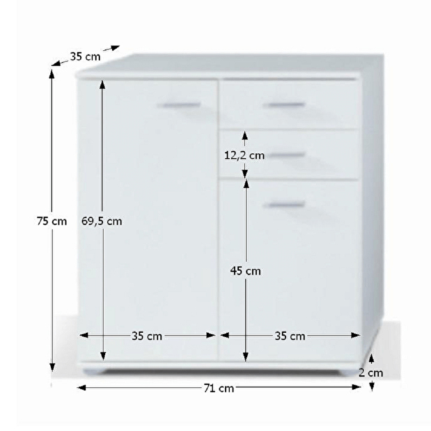 Komoda Tammy 2 2T2S (bílá)