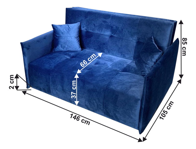 Pohovka dvojsedačka Aricca (modrá)
