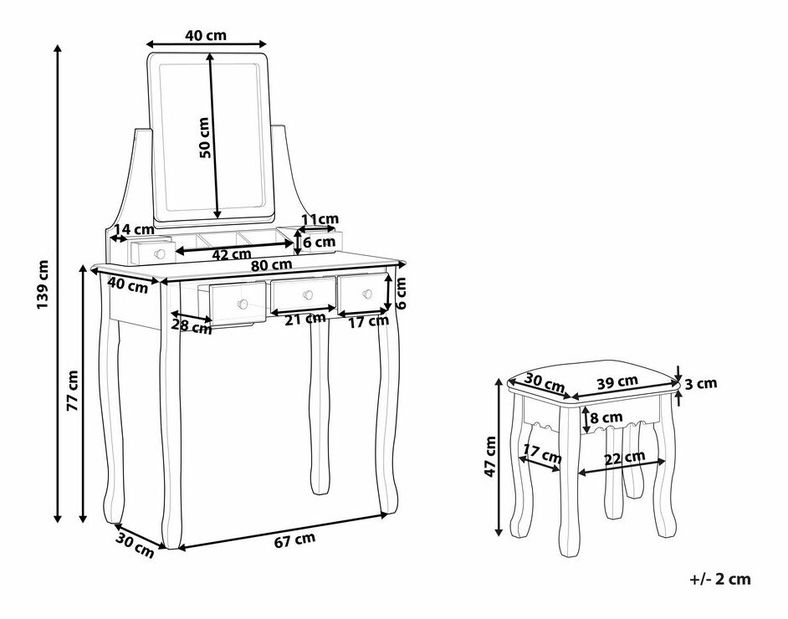 Toaletní stolek RYNNE (bílá)