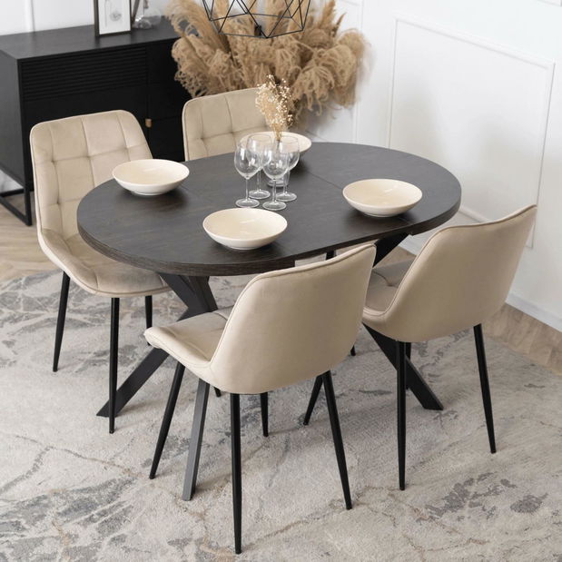 Rozkládací jídelní stůl Desistir (černá) (pro 4-8 osob)