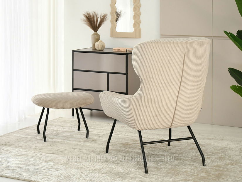 Relaxační křeslo Condorin (písková + černá) (s podnožkou)