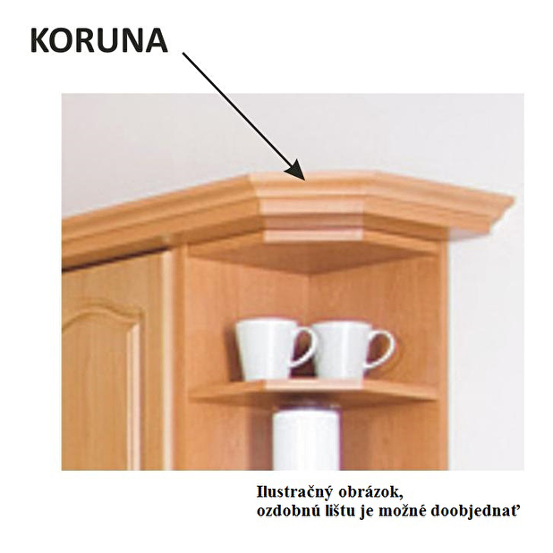 Horní kuchyňská skříňka, rohová Leite MDF klasik W60/60/P olše (P) 