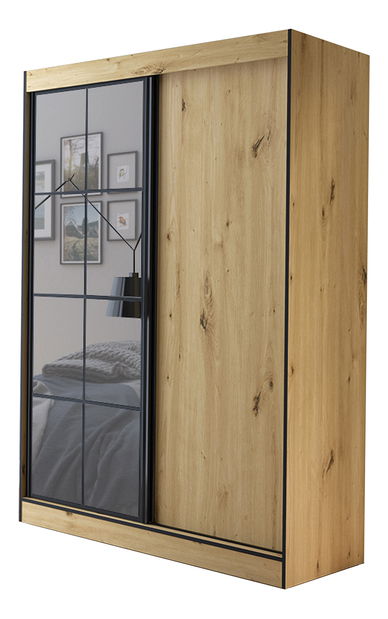 Šatní skříň 150 cm Oklahoma 2 (dub artisan + černá)