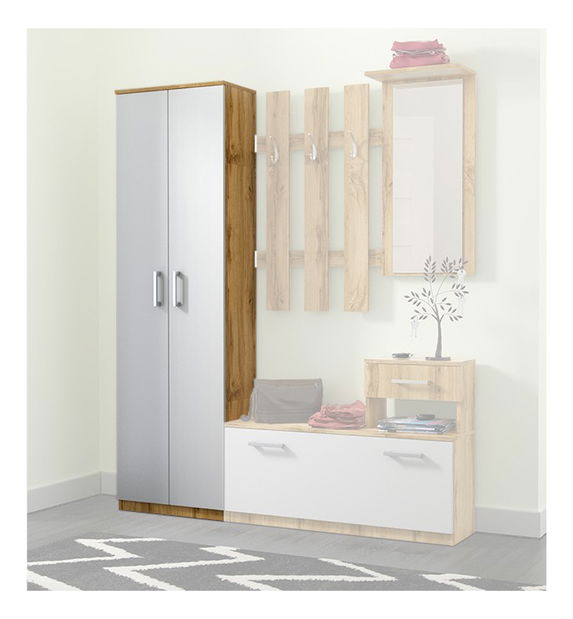 Šatní skříň Elera (dub wotan + bílá)