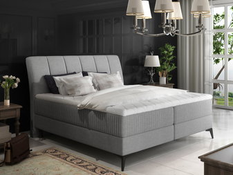 Boxspring postel 180 cm Alberto (šedá) (s matracemi)