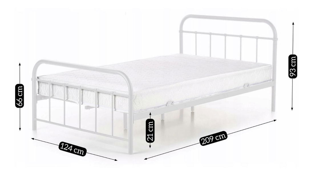 Kovová postel 120 cm Pavot (bílá) (s roštem)