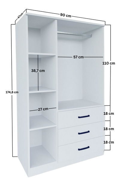 Šatní skříň Essy 56 (bílá matná)