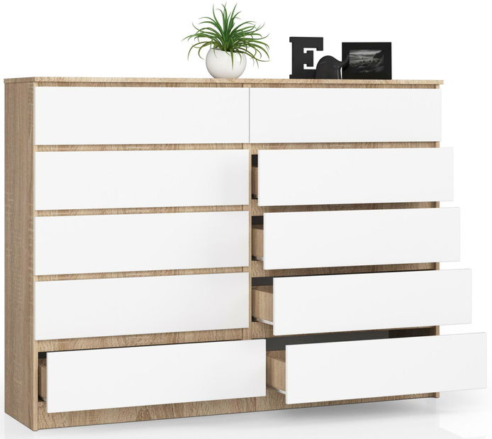 Komoda Kurtinaitis 10SZ (dub sonoma + bílá)