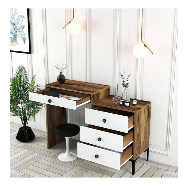 Toaletní stolek Logan 2 (bílý + ořech)