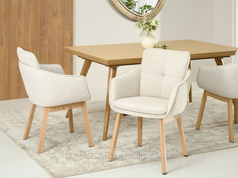 Jídelní židle Minimas (krémová + dub)