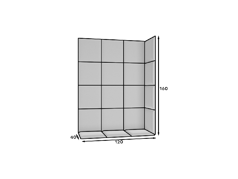 Set 19 čalouněných panelů Quadra 120x160 cm (šedá)