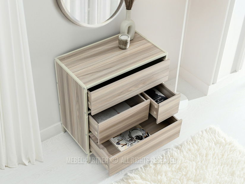 Komoda Soren Kom (popelavá béžová + krémová)